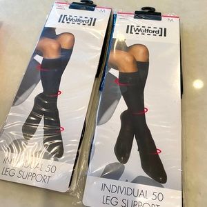 Wolford 50 black medium knee highs - set of two